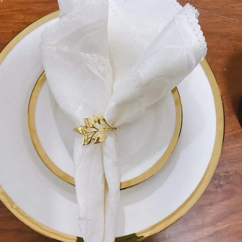 1pc Gold Leaf Napkin Rings Fall Napkin Holder for Hotel Wedding Dinnig Table Decoration Napkin Buckles