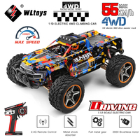 Wltoys 104018 104016 1:10 RC Car 4WD With Led Lights 55KM/H Remote Control Car 3660 Brushless Motor Off-Road Monster Truck