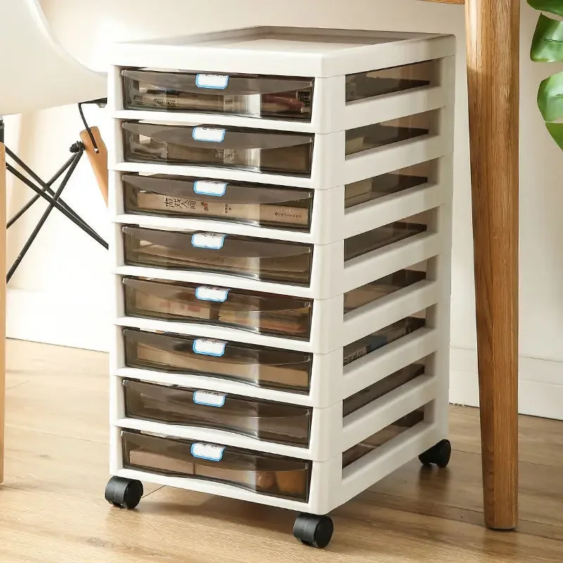 Multi layer storage box, storage cabinet, drawer type, movable with wheels, document manicure storage, under the table makeup