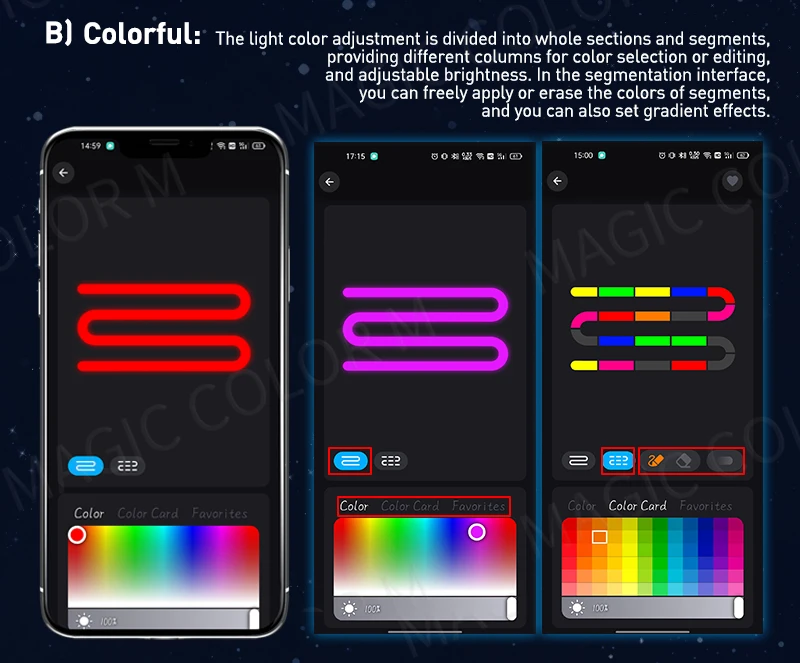 Vgetting 140/55,1 Zoll Auto Umgebungslichter 2in1 Universal LED Symphony RGB Atmosphäre Lampe USB APP Fernbedienung für Tesla Modell 3 Y S X – Detail 9