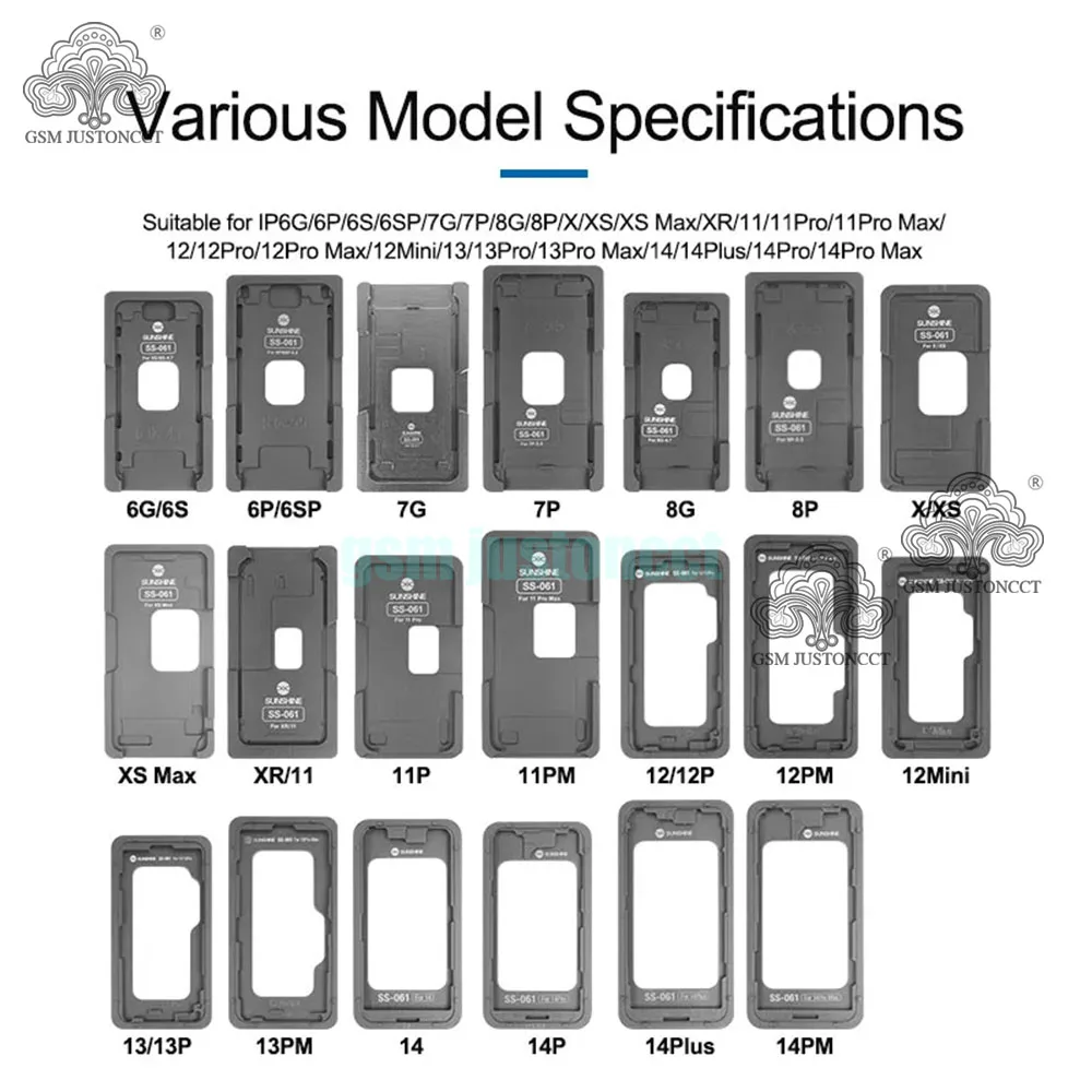 Sunshine SS-061 OCA Position Alignment Mold Mould For iPhone 7 8 Plus X XS XR 11 12 Mini 13 Pro Max 14 Plus LCD Display Repair