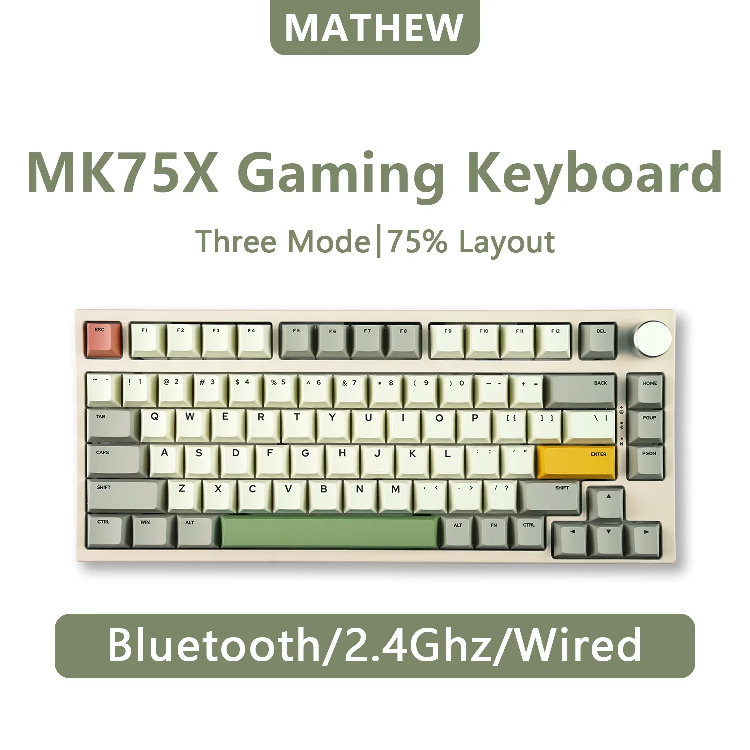 MATHEW MK75X Mechanical Keyboard Gasket Structure Wireless/Bluetooth RGB 81keys 75% Layout ProgrammableGaming Keyboard