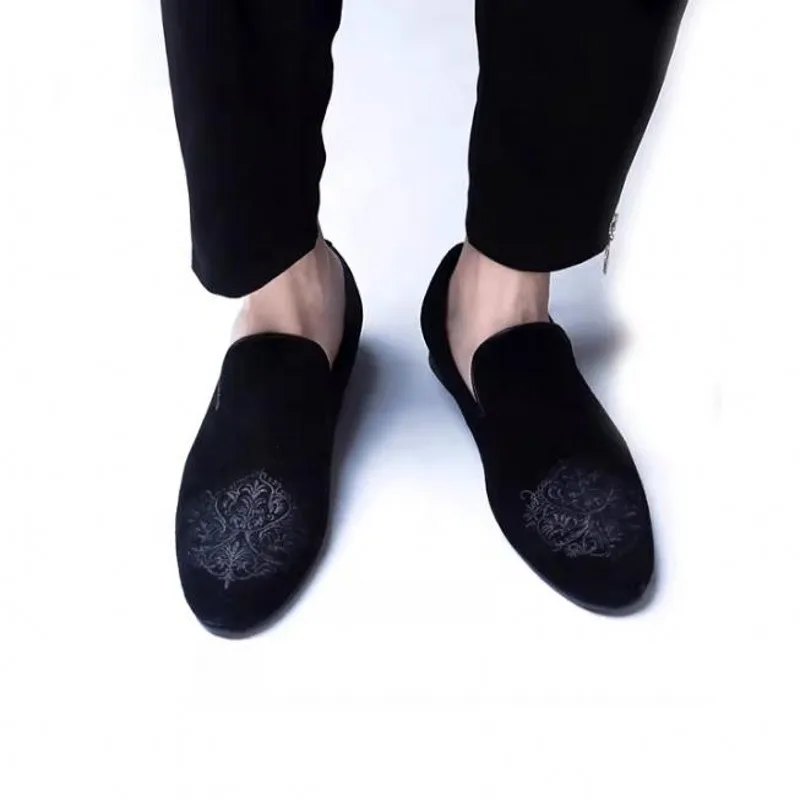 

Blue Black Velvet Loafers Flats for men Fashion Slip on Mens Casual Shoes High Quality