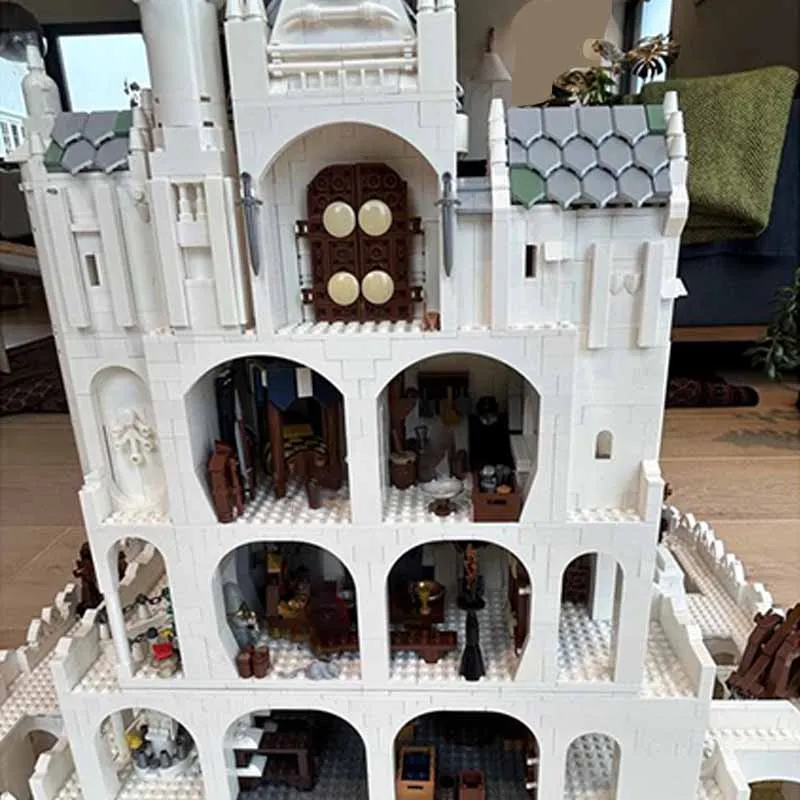 Anello popolare Modello di film MOC Building Bianco Retro Super Castello Tecnologia modulare Regali Vacanza Assemblare Giocattoli per bambini Vestito