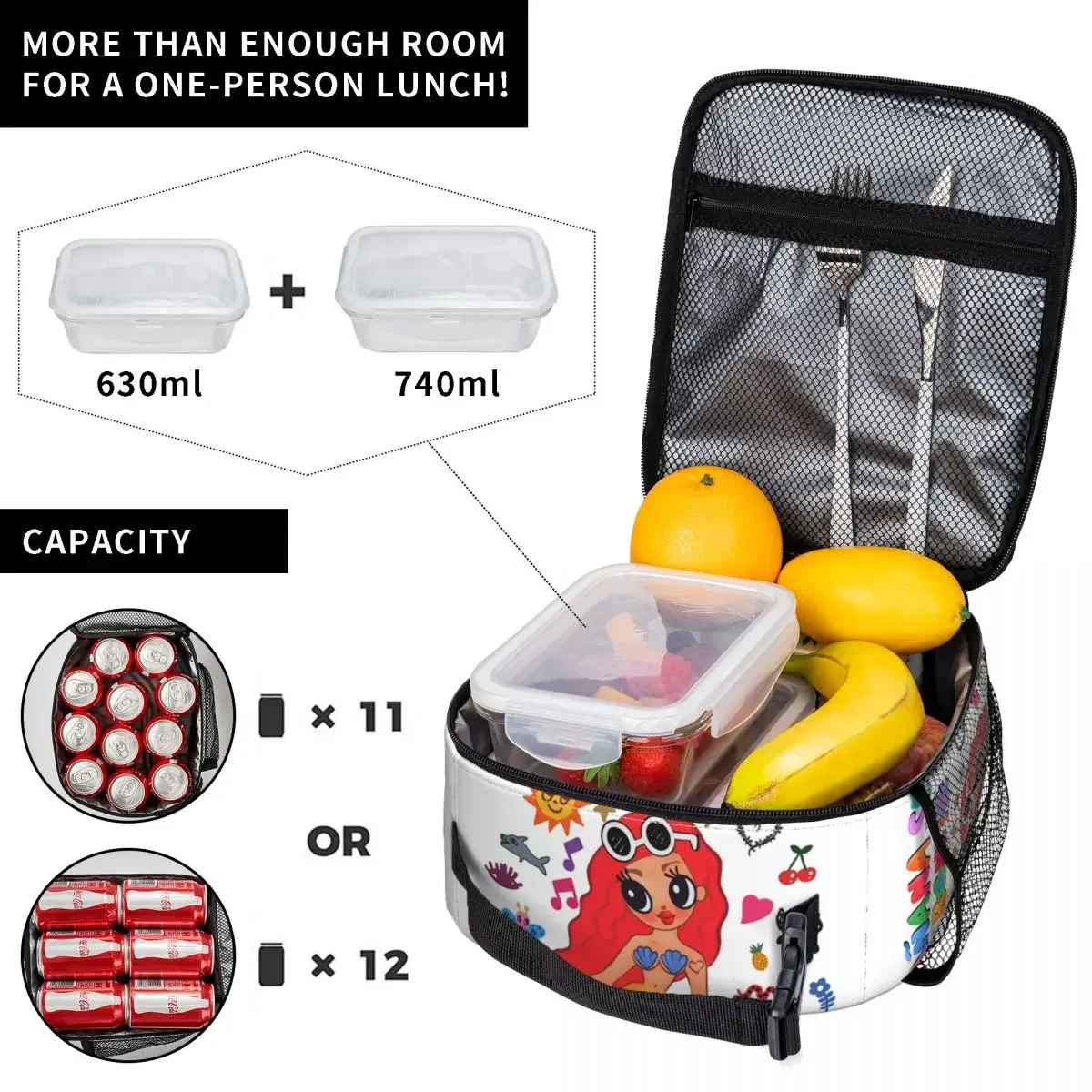 Manana Sera Bonito Karol G Portable Lunch Boxes Women Waterproof Cooler Thermal Food Insulated Lunch Bag School Children Student