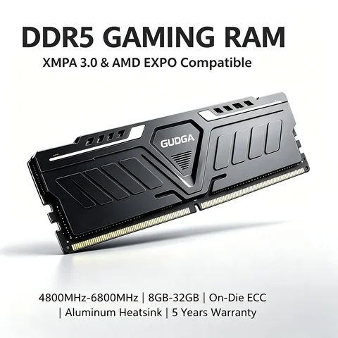 GUDGA DDR5 RAM 8GB/16GB/32GB 4800-6800MHz 1.1-1.35V CL40 with Aluminum…