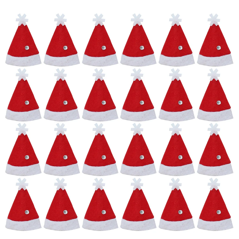

24Pcs Mini Christmas Hats Reusable Christmas Lollipop Wraps Holiday Candy Packing Caps Wine Bottle Caps Lollipop Wraps