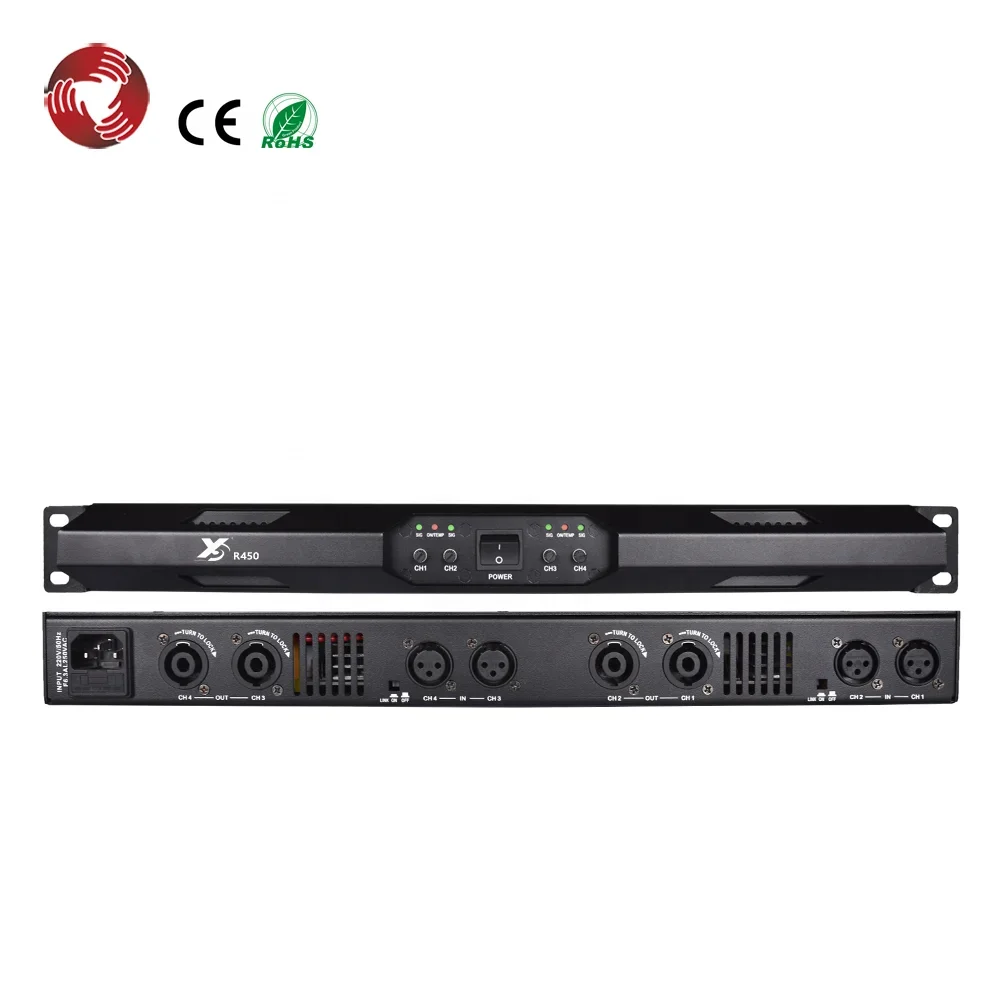 

Professional 1u size 4-channel 450W*4 amplificador de audio power amplifier