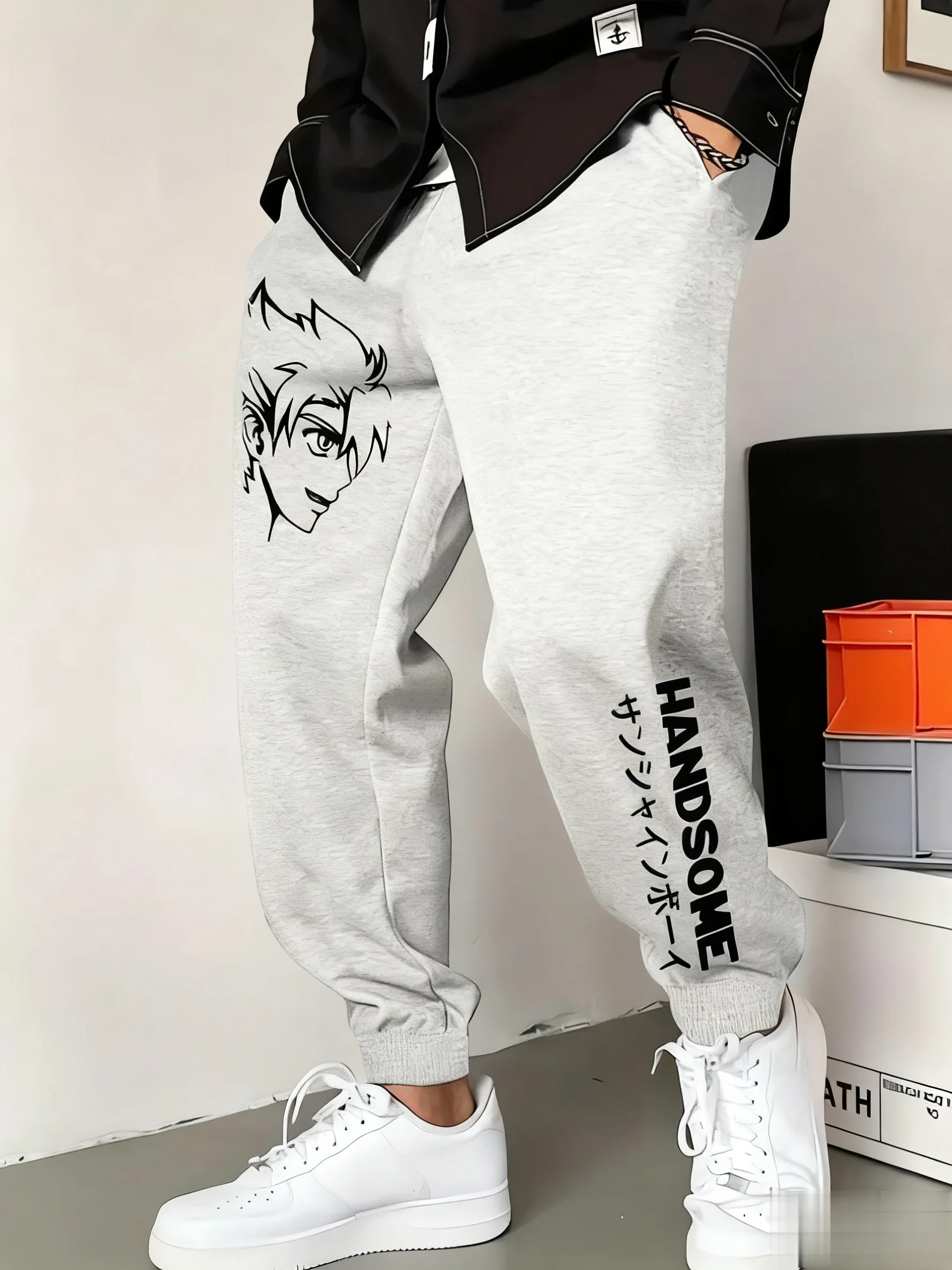 Men's Anime Sweatpants Japanese Manga Printed Casual Trousers Streetwear Hip Hop Cotton Summer Autumn Fashion Y2k Sports Pants