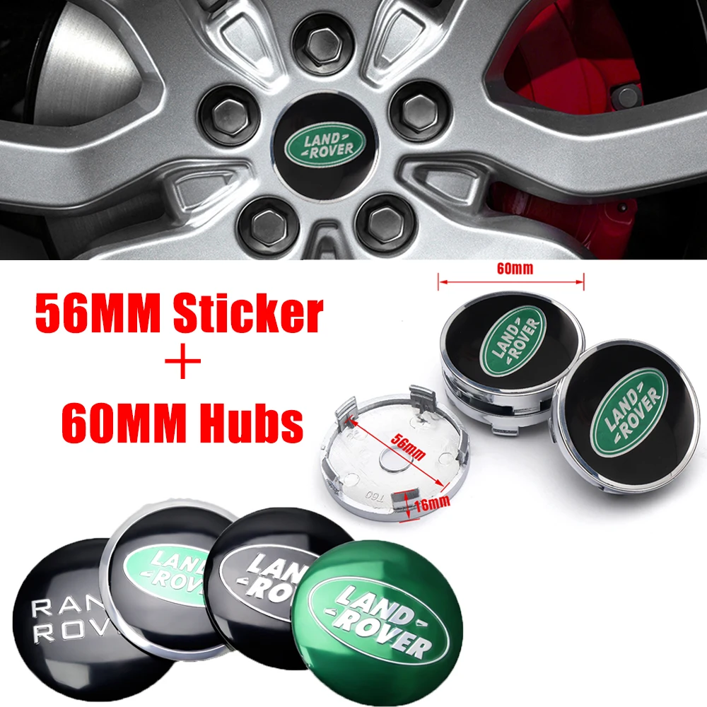 4pcs 56/60MM Car Wheel Center Cover Sticker Hub Cap Auto Accessorie For Land Rover Range Rover Velar Freelander Sport Decoration