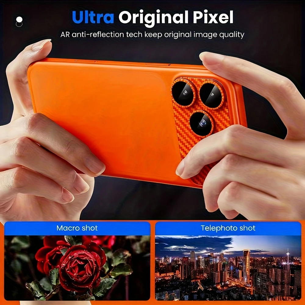 NNBILI 1개 오리지널 럭셔리 카본 파이버 텍스처 메탈 카메라 렌즈 보호기 강화유리 아이폰 17프로 맥스 17 프로에 적합