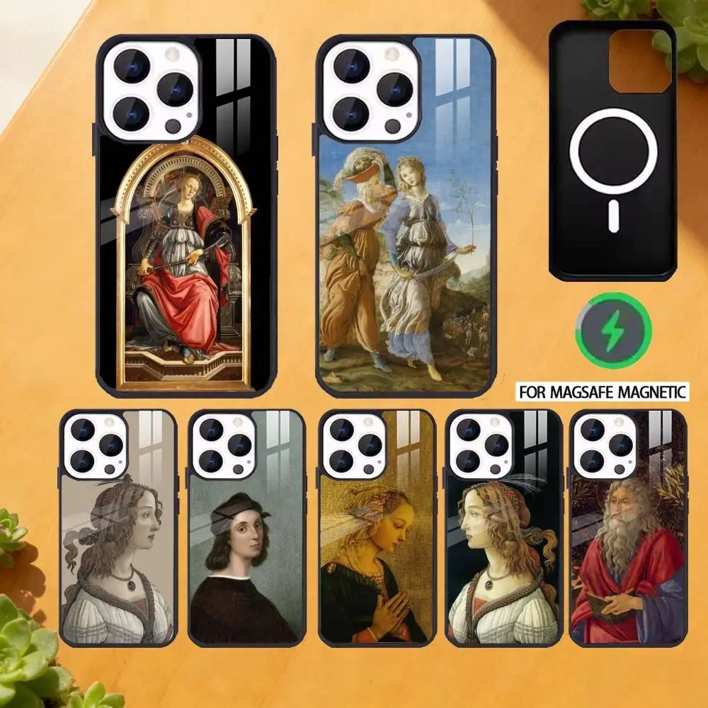 

Renaissance S-Sandro B-Botticelli Phone Case For iPhone17 16 15 14 13 12 ProMax Plus for Magsafe Mirror Wireless Magnetic Cover
