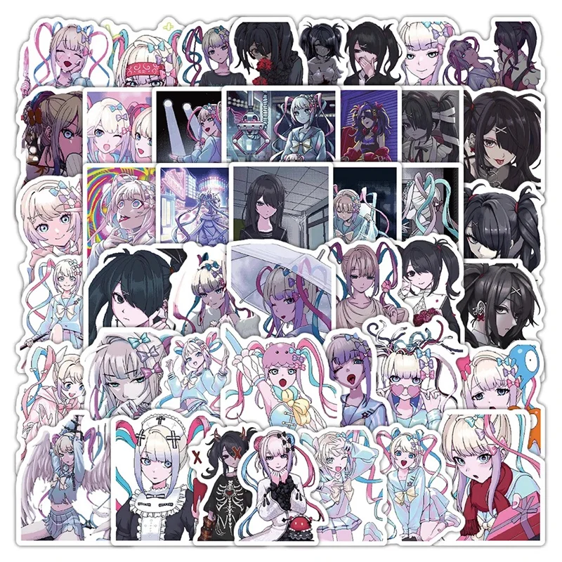 65Pcs Anime Needy Girl Overdose Stickers Cartoon Kangel DIY Stickers Scrapbooking Phone Luggage Skateboard Waterproof Fan Decals