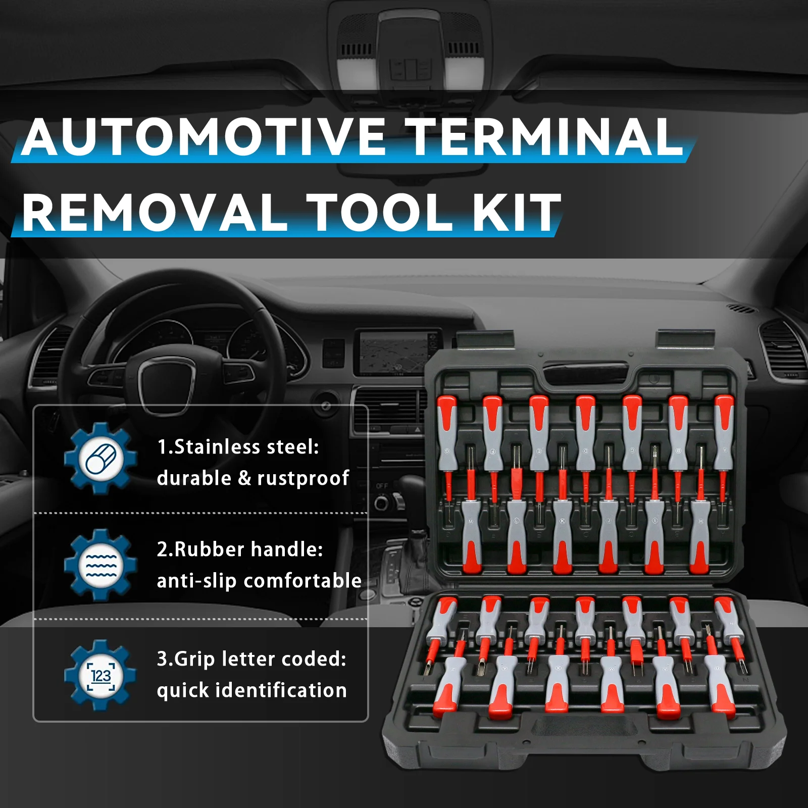 Kit de Extractor de Pin de conector de crimpado de cable eléctrico para coche, herramienta de extracción de Pin, accesorios de coche, herramienta de