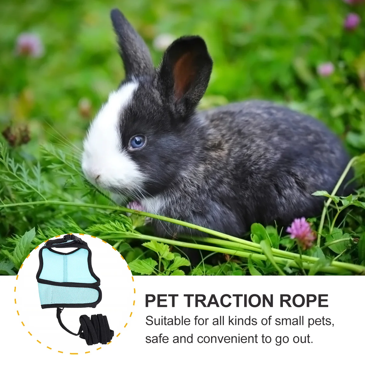 

1Pcs Small Pet Rabbit Harness Traction Rope Comfortable Breathable Vest Pulling Rope for Outdoor Walking Pet Harness