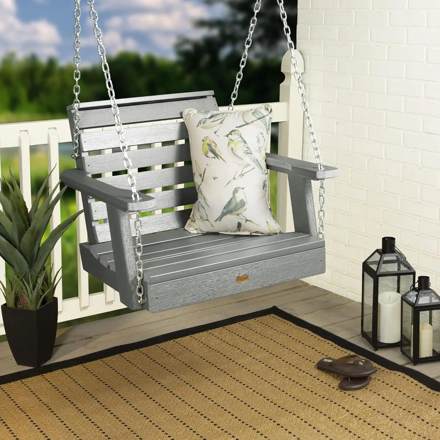 Ad-Porw3-Cge Weatherly Single Seat Porch Swing, Coastal Teak