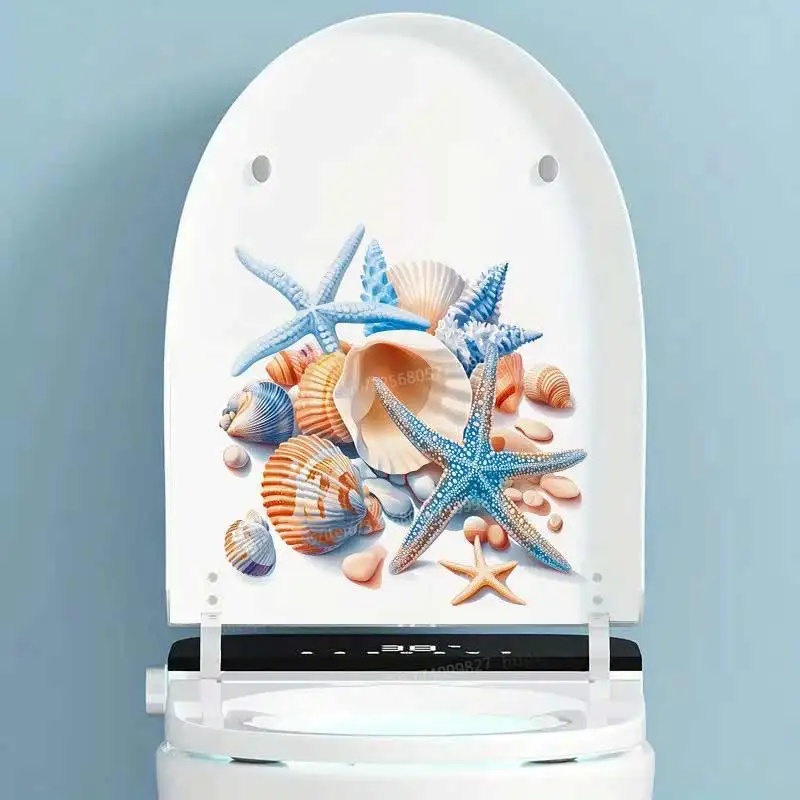 Cartoon Marine Life Starfish Shell Bathroom Toilet Decor Living Room Refrigerator Home Decoration Waterproof Decal Stickers S822