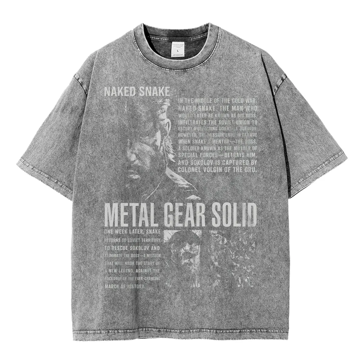 Game Vintage Washed Metal Gear Solid 3 Snake Eater NAKED SNAKE MGS3 T-shirts Men's Women Clothing Oversized Short Sleeve T Shirt