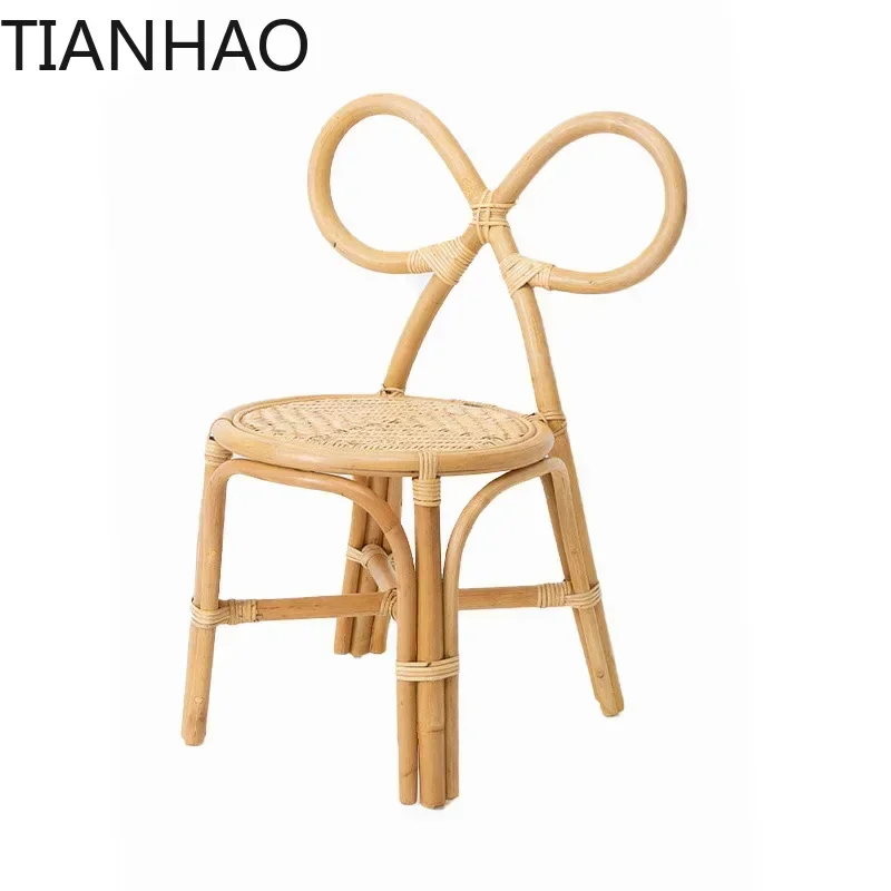 Chaise en rotin naturel pour enfants, chaise en rotin pour la photographie