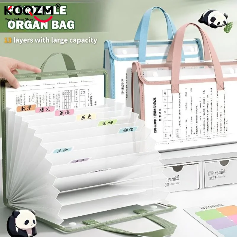A4 Portable Accordion File Organizer 13 Pocket Expanding File Folder School Office Student Supplies Business Document Organizer