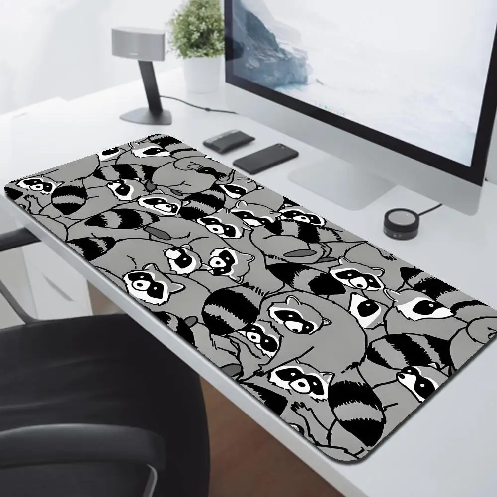 Cute Cartoon Brown Raccoon Mouse Pad Large Computer Office Game Table Mats XXL 90x40 Rubber Non-slip Keyboard Mat Long Desk Pads
