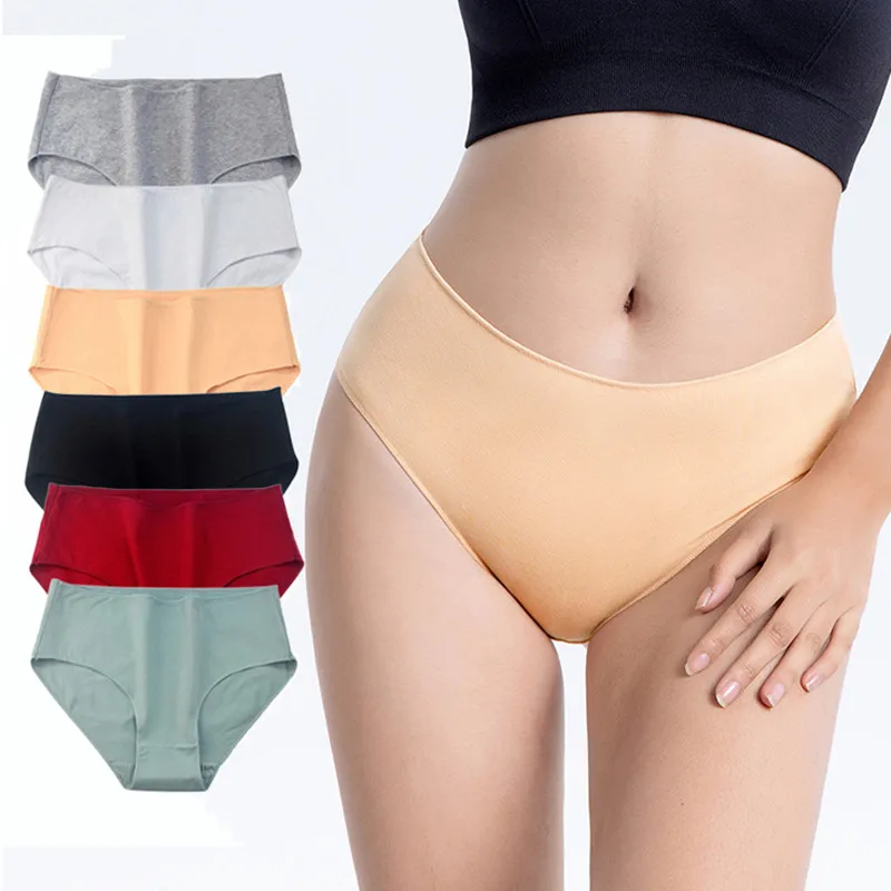 2Pcs Cotton Briefs High Waist Panties Women Seamless Underwear Female Underpants Solid Comfort Lingerie M-2XL Pantys Intimates