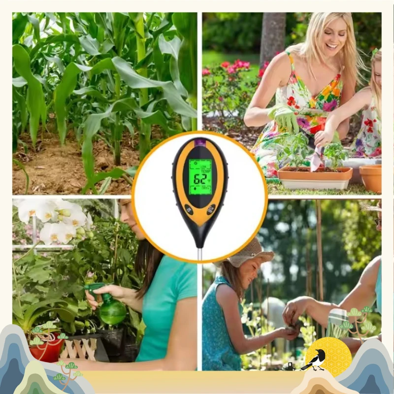 4 in 1 PH Light Temp Moisture Acidity Tester Soil Tester Moisture Meter Plant Soil Tester Kit for Flowers