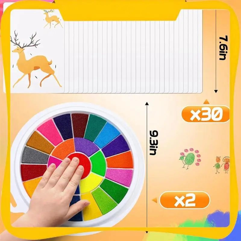 25 Colors Ink Pads With 30 Paint Pages, Washable DIY Stamp Pad, Non-Toxic Finger Painting Set 2 Pack