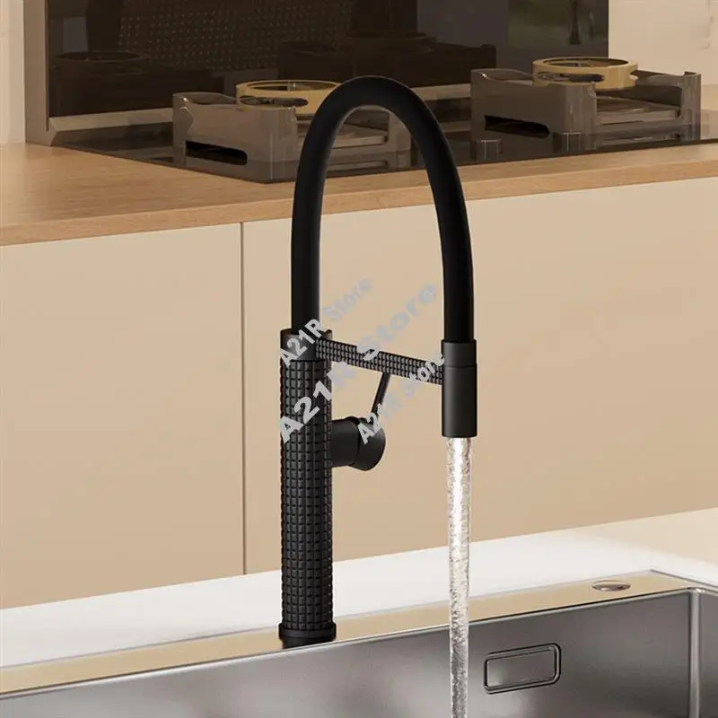 

A21I-Brass Spring Kitchen Sink Faucet Chrome Pull Down Kitchen Faucet Dual Modes Nozzle Hot Cold Water Mixer Crane Tap