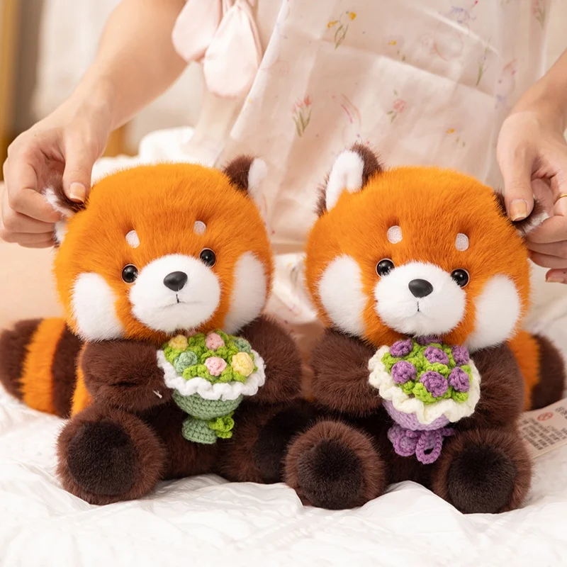 Creatieve draagbare bloem groundhog hoed met roos knuffels knuffeldier zachte minder panda plushi pop bruiloft Valentijn cadeau
