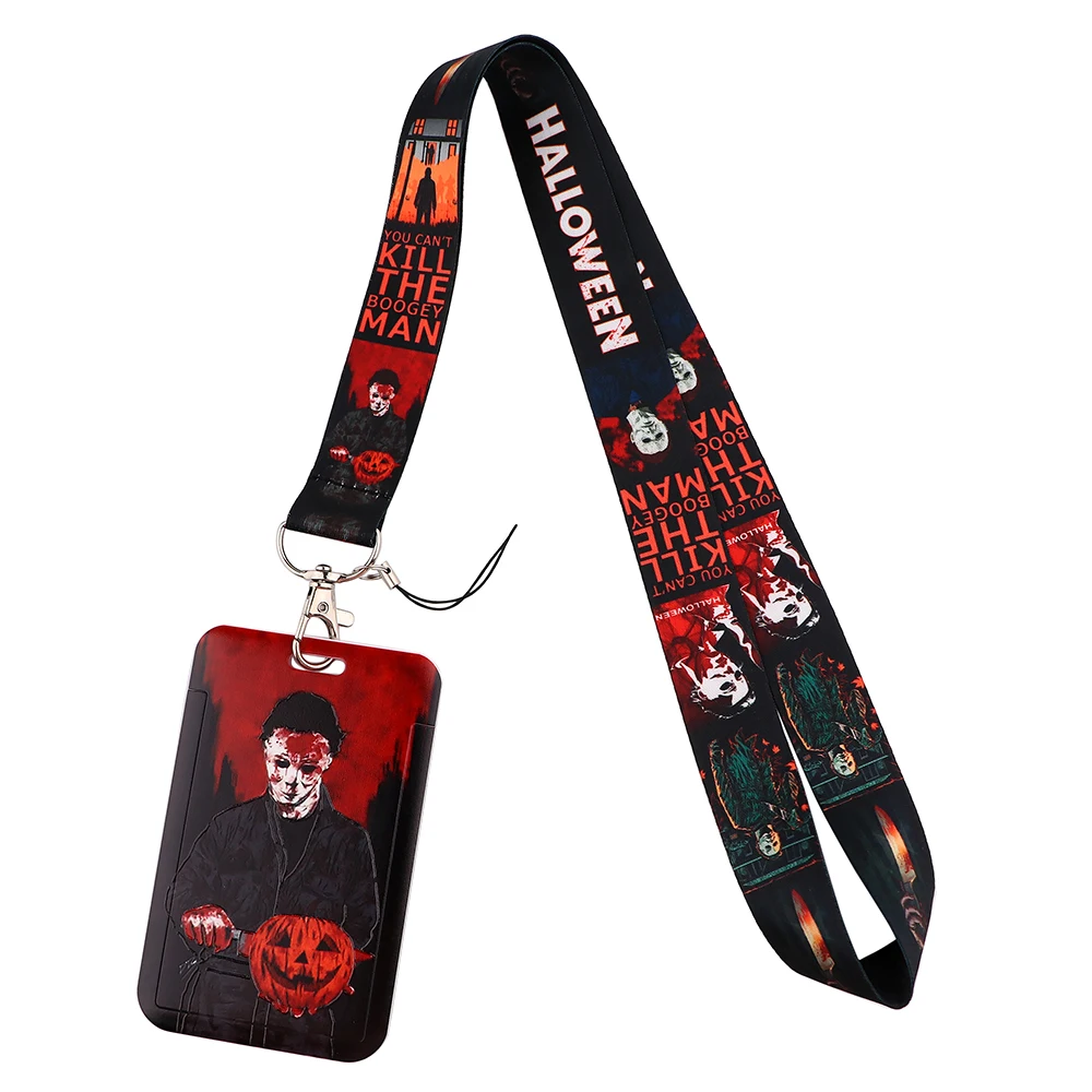 Halloween Horror Killer Neck Strap Lanyard Keychain ID Bus Card Cover Badge Holder Pass Hang Rope Lariat Gifts Keys Accessories