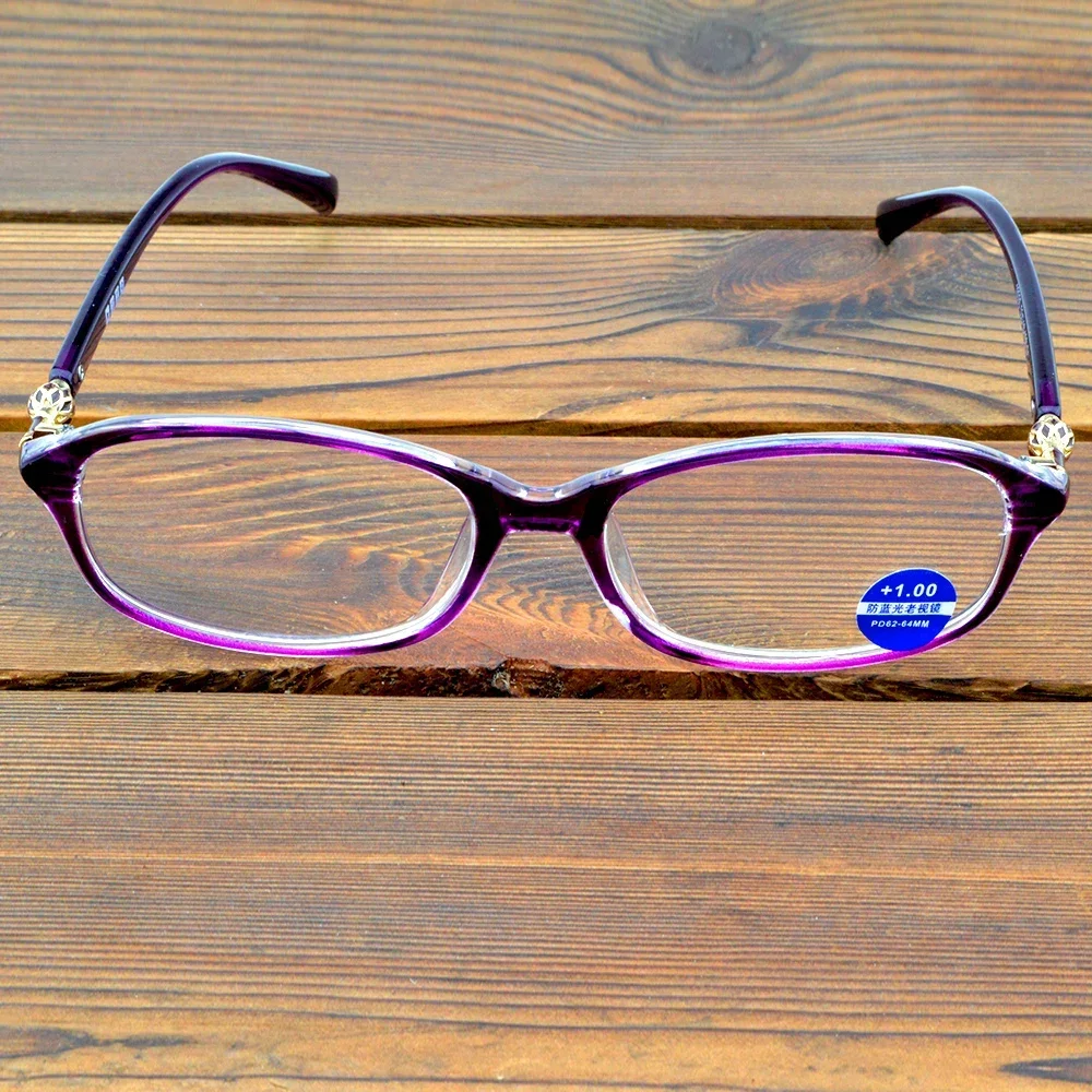 Rectangle Fashion Purple Frame Full-rim Handcrafted Spectacles Multi-coated Fashion Reading Glasses +0.75 To +4