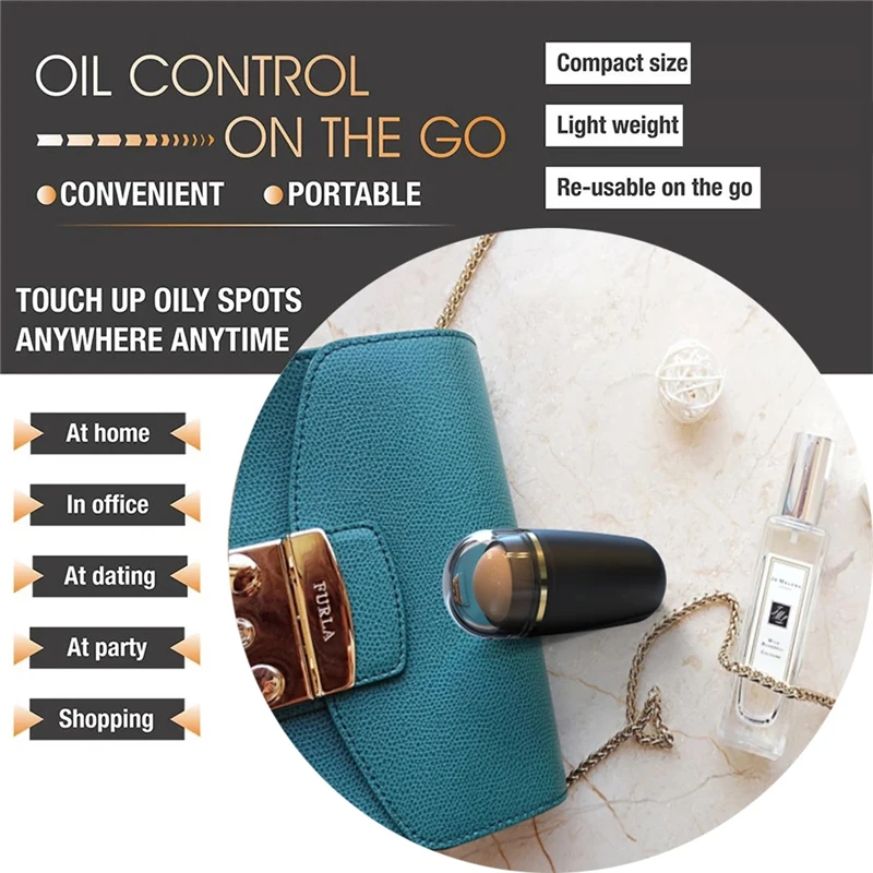 顔用オイル吸収ローラー 天然火山石マッサージボディスティック メイクアップ フェイススキンケアツール 毛穴クリーニングオイルローラー