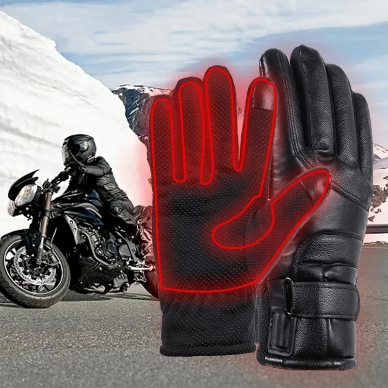 1 Pair USB Rechargeable Heated Hand Warmer Gloves Winter Warm Gloves Touch Screen Motorcycle Cycling Outdoor Hiking Gloves