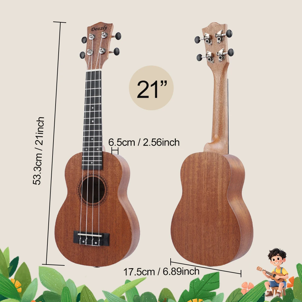 21 inch Professional Soprano Ukulele Sapele Wood Hawaiian 4 Strings Guitar for Children Students Beginners