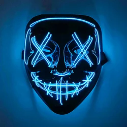 Maschera incandescente spaventosa senza fili LED maschera di spurgo luminosa Halloween Horror Neon Light Up Cosplay Party Mask forniture per costumi Fstival