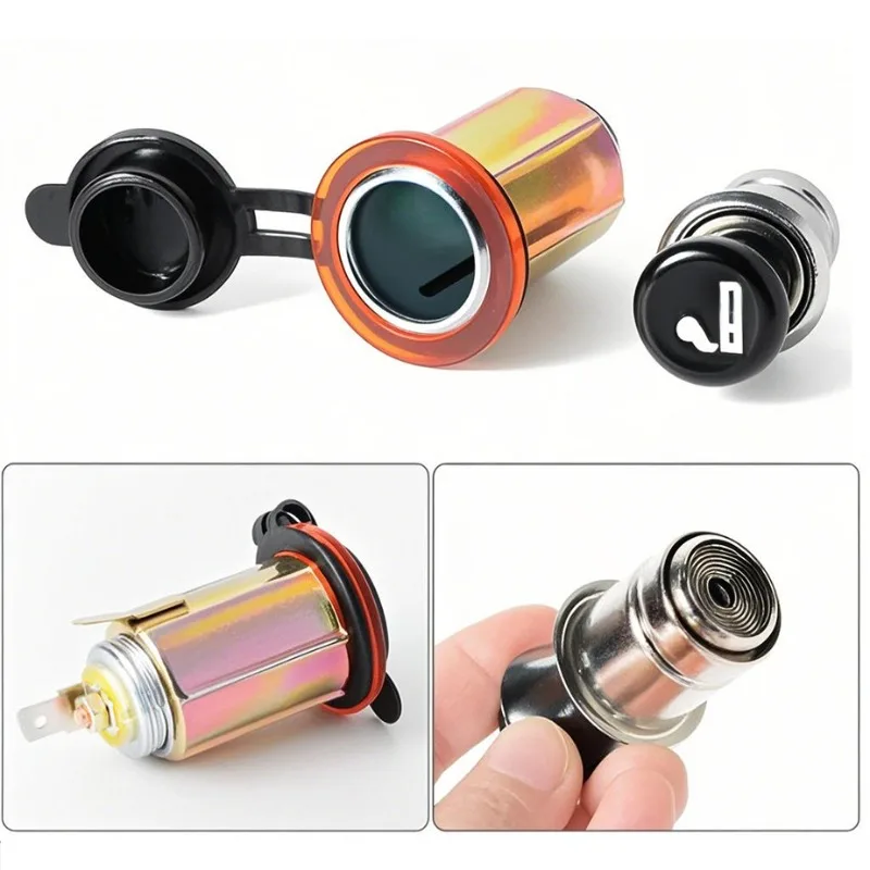 شاحن ولاعة السجائر العالمي 12 فولت - 24 فولت، مقبس مناسب مباشرة للسيارة والدراجات النارية