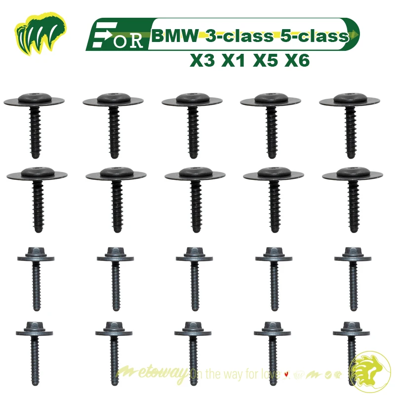 20pcs Screws For BMW 3-class 5-class X3 X1 X5 X6 Chassis Engine Guard Screws Leaf Plate Screws Mudguard Self-tapping Screw