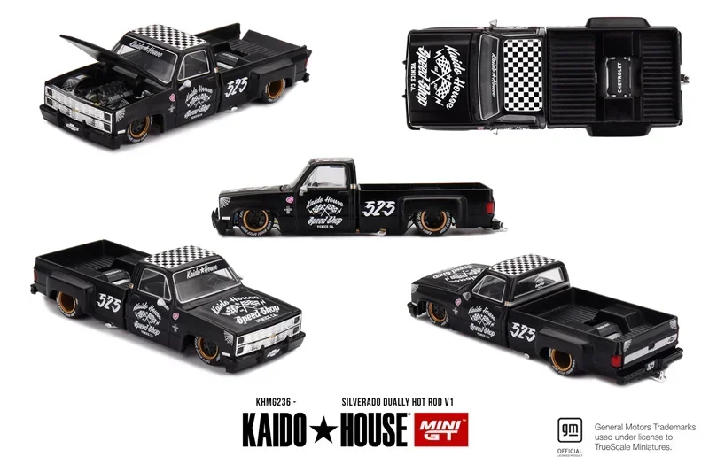 

Предпродажа Kaido House x MINI GT 1:64 Silverado Dually Hot Rod V1, литая модель автомобиля, коллекция миниатюрных моделей
