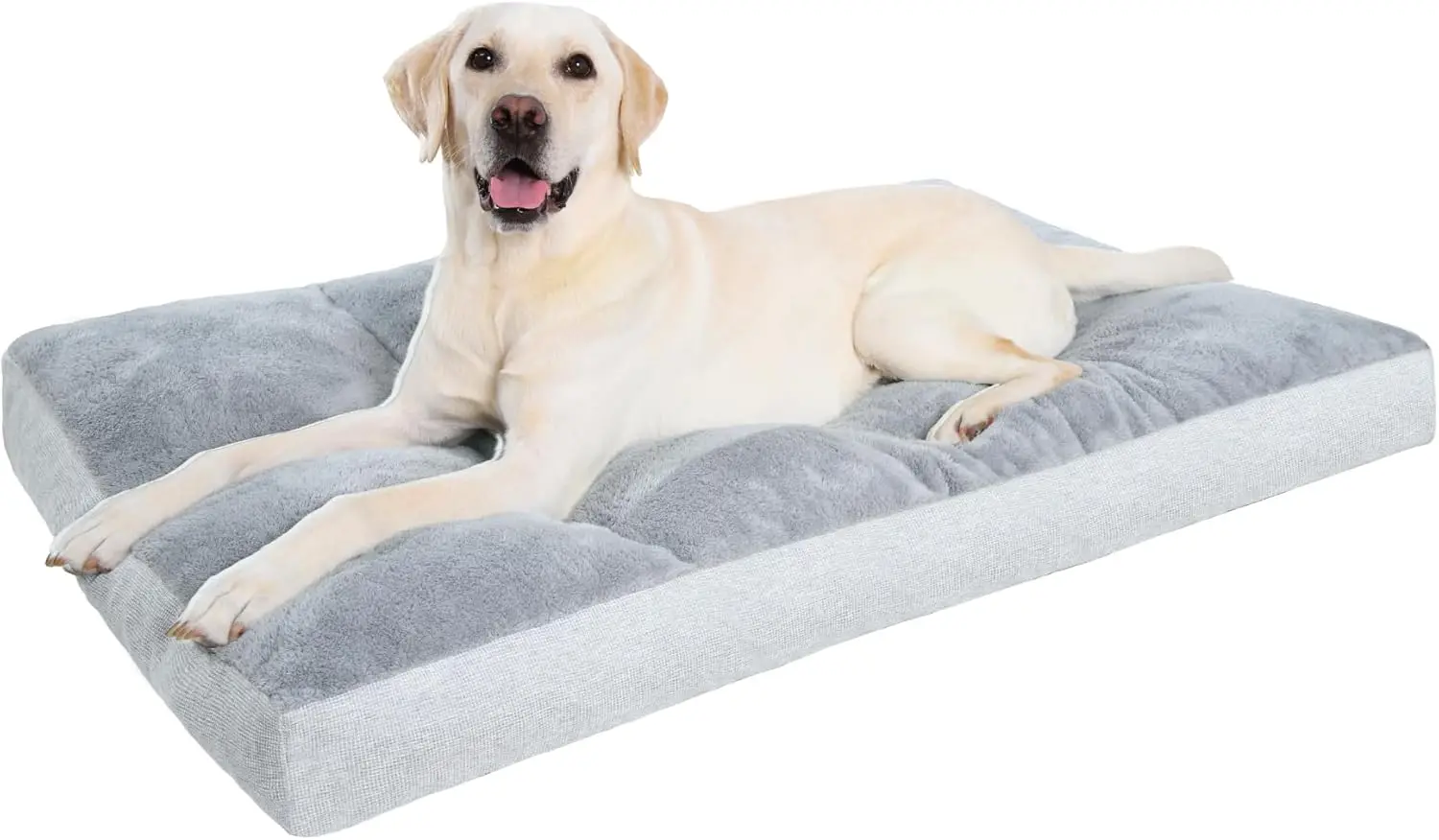 

Washable Large Dog Bed XL, Plush Non-Slip Kennel Pad 41x27 in, Light Gray