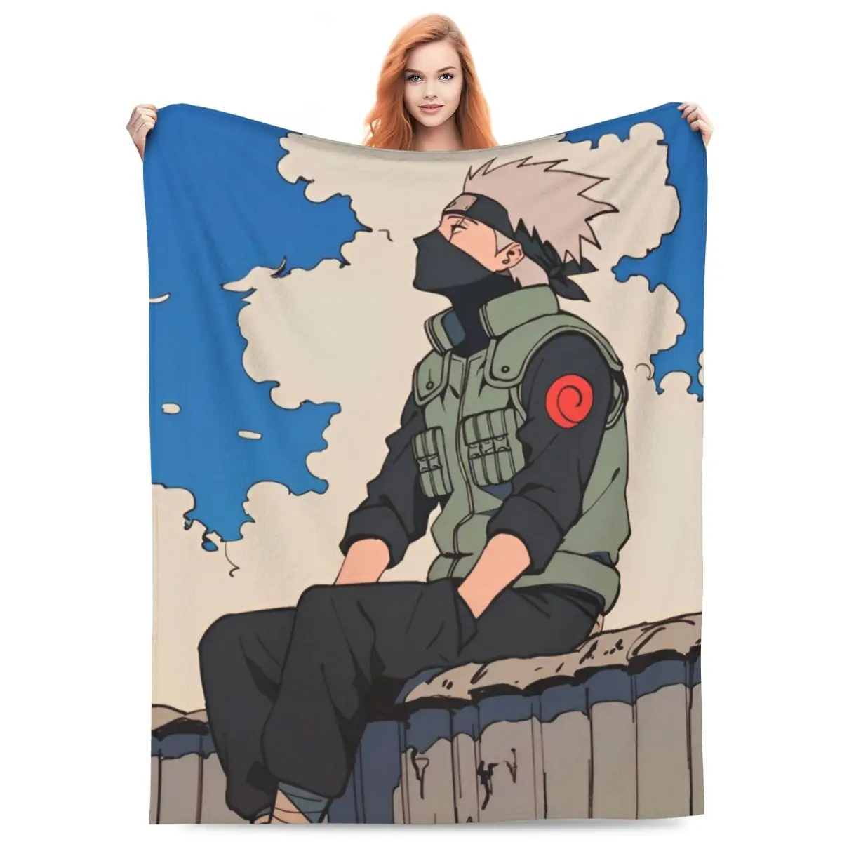 Japanese Anime Graphic Blankets N-Narutos Flannel Novelty Soft Throw Blankets for Home All Season