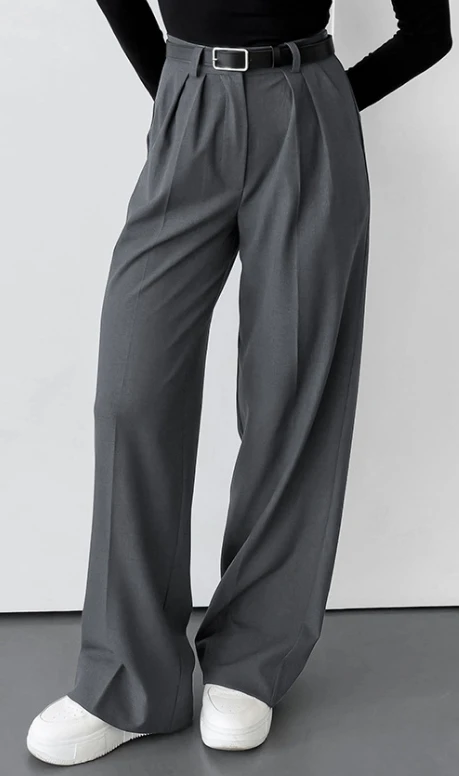 Grey Commuting Loose Wide Legged High Waisted Casual Trousers Autumn Fashion New Women's Trousers