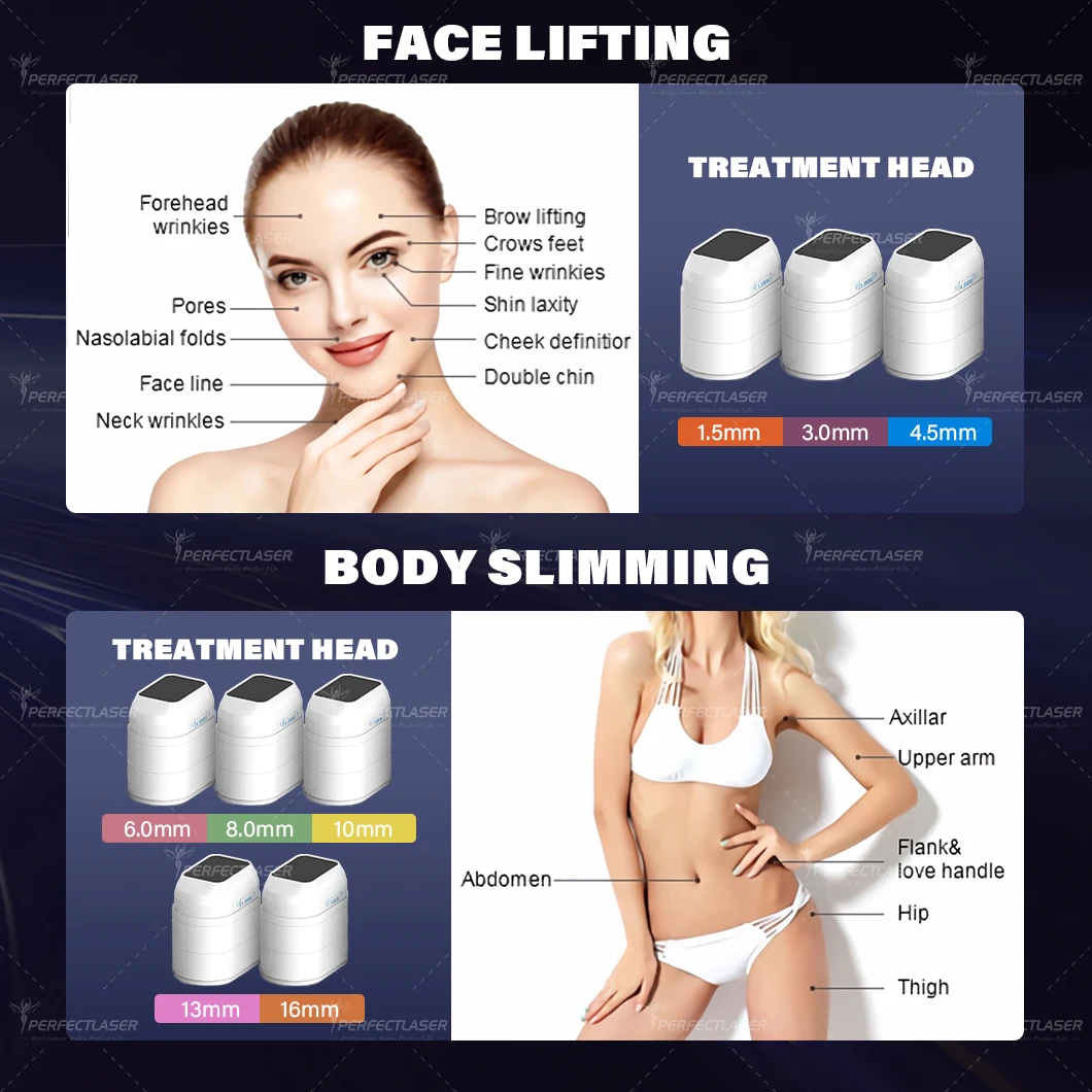 Perfectlaser 5 en 1 12D Machine de Lifting du visage Vmax Anti-âge Liposonix corps minceur resserrement Vaginal rajeunissement de la peau du visage