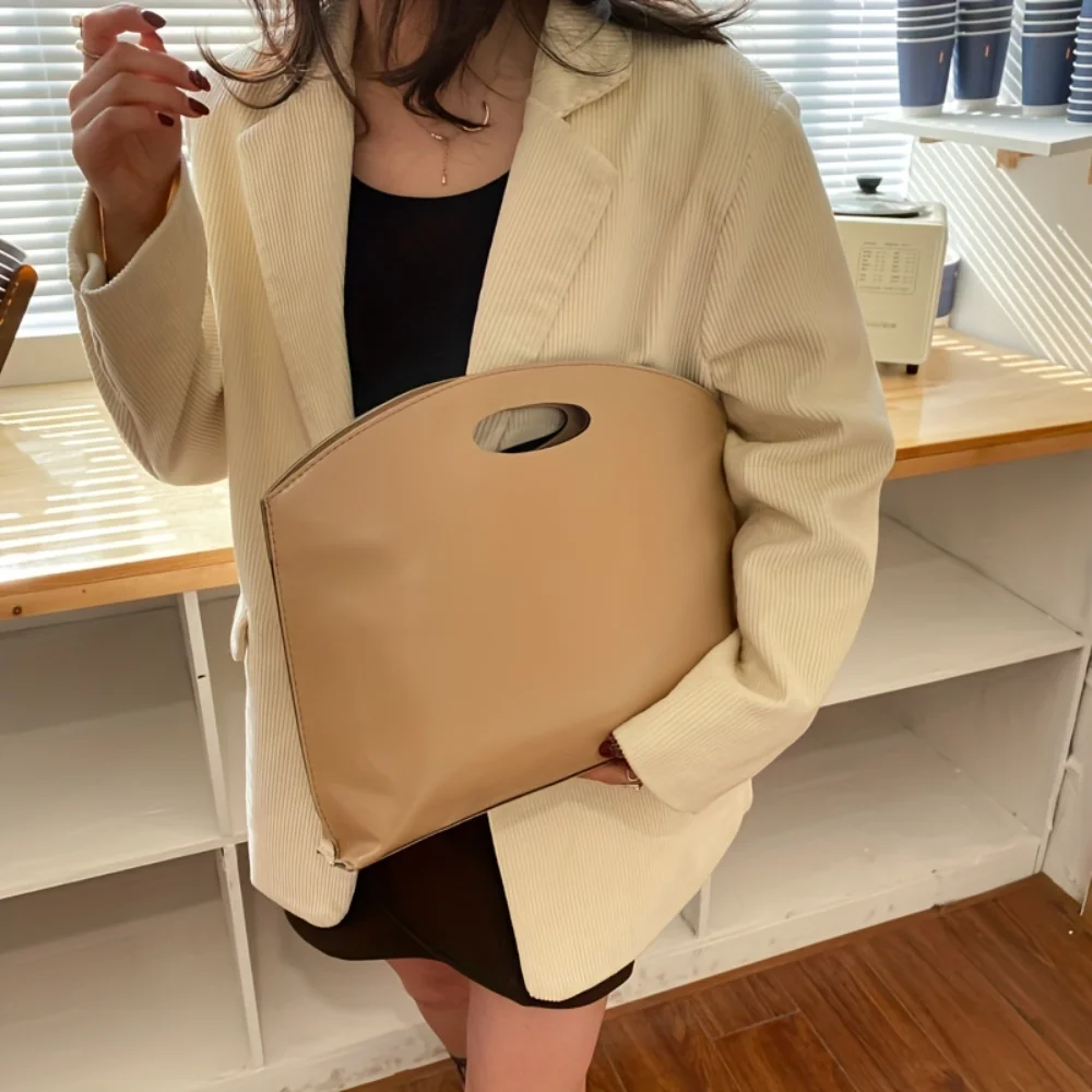 Vintage Minimalist Retro PU Leather Top Handle Clutch Bag & Purse for Women