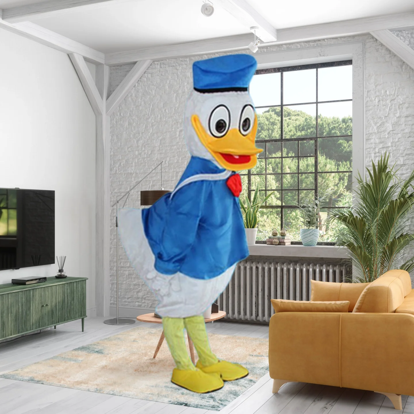 Disney Potdemiel Donald Duck Mascot Costume Daisy Duck Wedding Adult Cartoon Character Outfit Attractive Suit Birthday Gift view 3