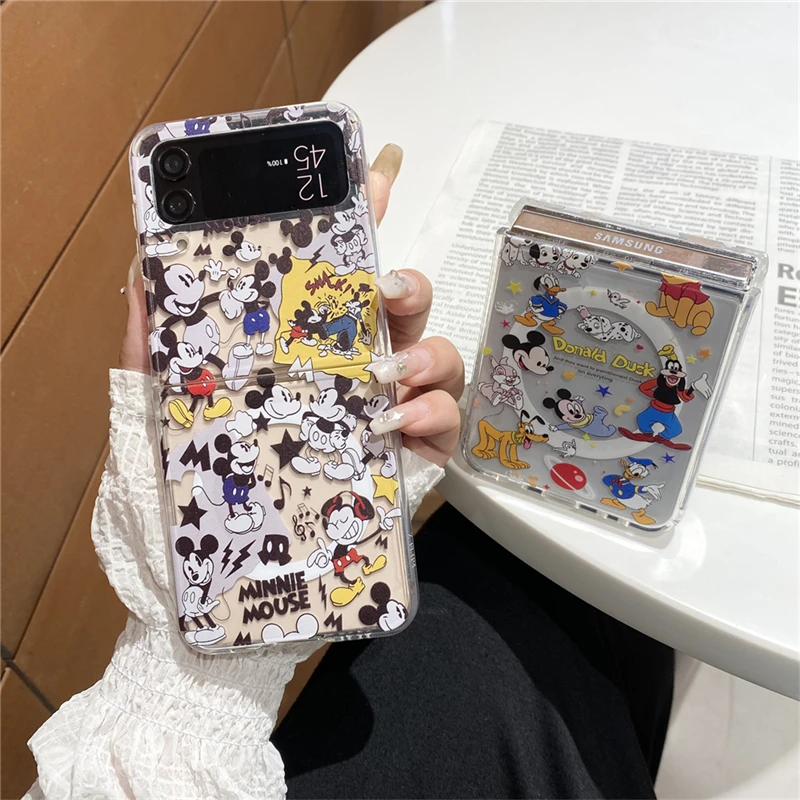 Anime Disney Mickey Mouse Korean Style Snow White For Samsung Galaxy Z Flip 3 4 5 6 Cover Phone Case Gift