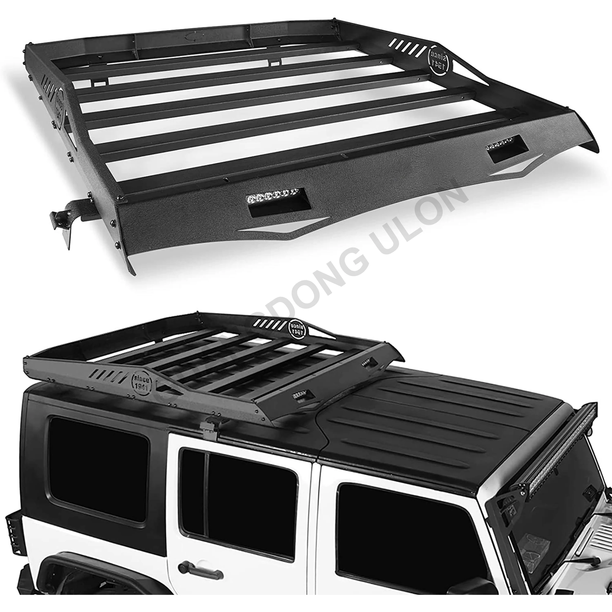 

Roof Rack Cargo Basket Luggage Carrier With LED For Jeep Wrangler JK 4-Door Hardtop 2007-2018