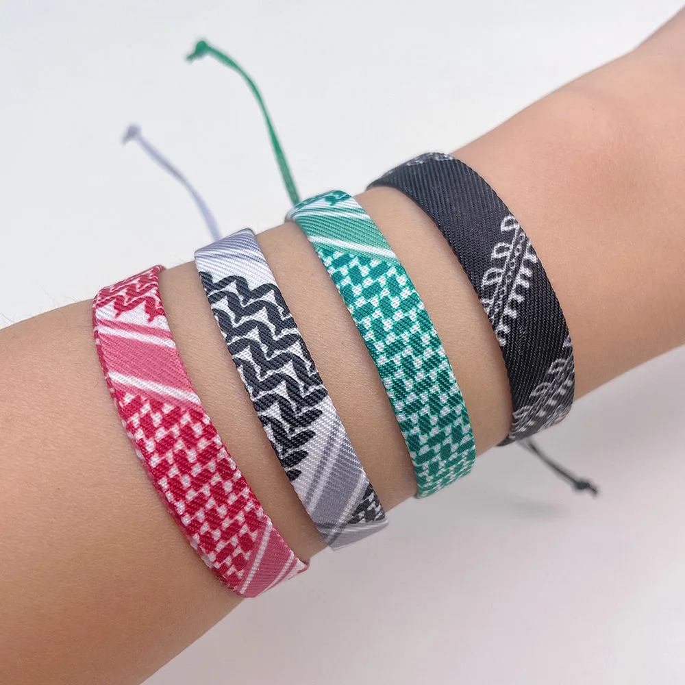 Braided Rope Webbing Bracelet Wristband Arabic Scarf Style Multicolor Charm Adjustable Woven Bracelet Rope Plaid Bracelet