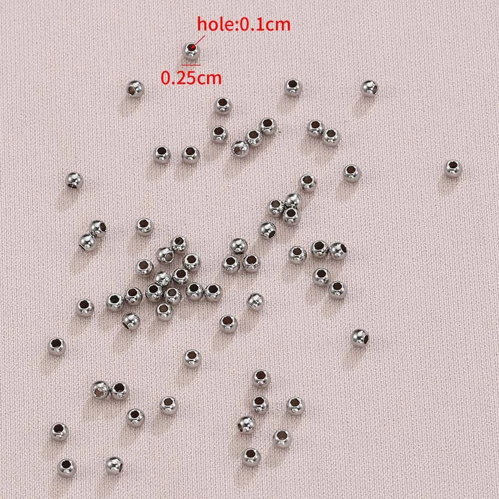 100pcs/lot Stainless Steel 1mm Hole Beads Loose Spacer Bead for DIY Jewelry Making Earring Beaded Bracelet Accessories Findings