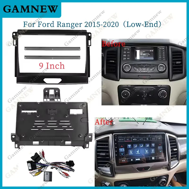 9 Inch Car Frame Fascia Adapter Canbus Box Decoder For Android Radio Dash Fitting Panel Kit Ford Ranger 2015-2020 Low End